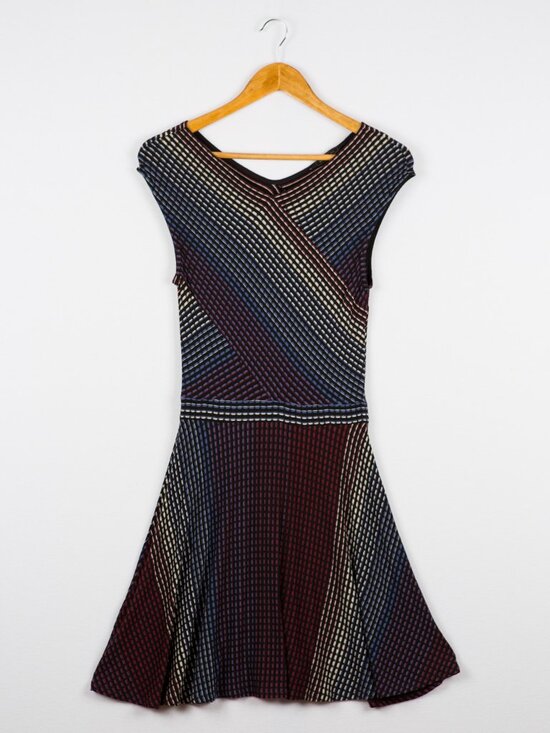 BCBGMaxAzria Dresses & Skirts - BCBGMaxAzria Multicolor Striped Fit-and-Flare Midi Dress